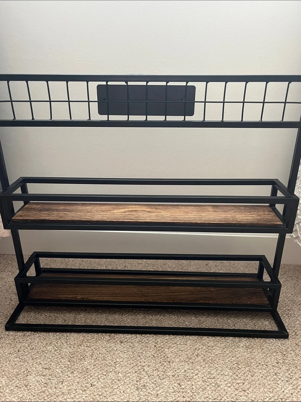 Rae Dunn HTF Spices Rack Shelf with Wood Shelves - Black and Brown